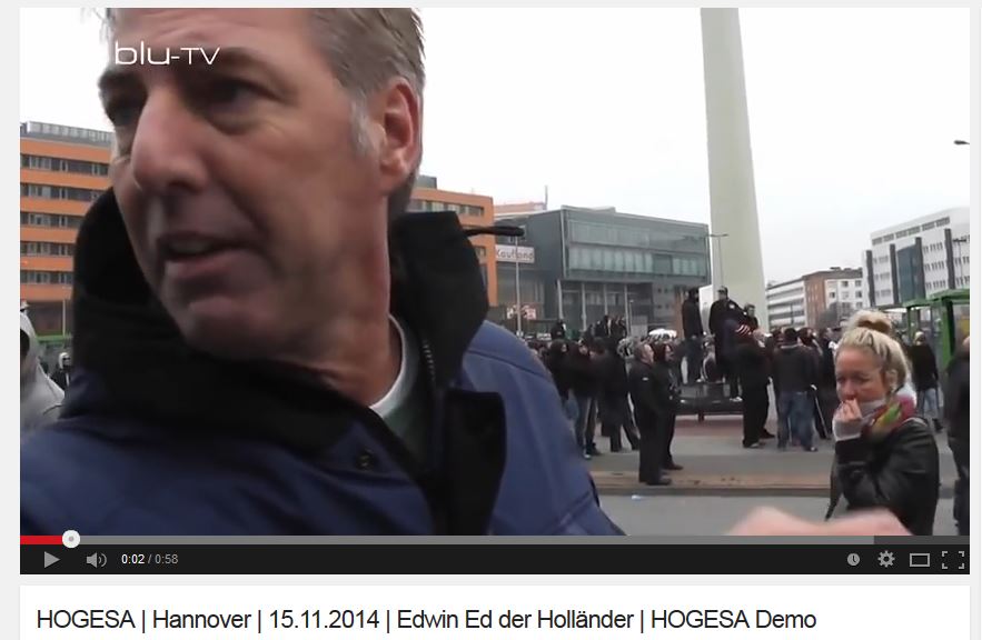 Wagensveld staat media te woord bij HoGeSa demonstratie 15 november 2014, Hannover